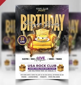 Birthday Night Party Flyer PSD