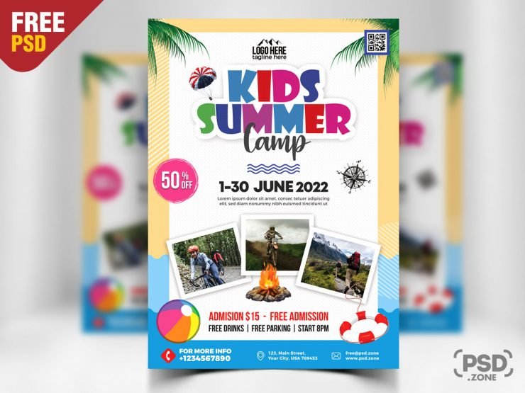 Kids Summer Camp Flyer PSD