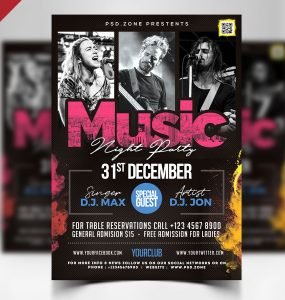 Music Night Party Flyer PSD
