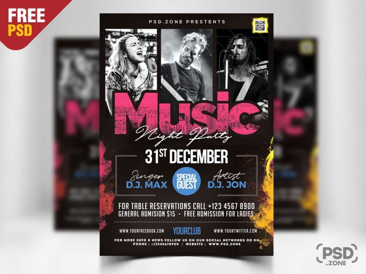 Music Night Party Flyer PSD