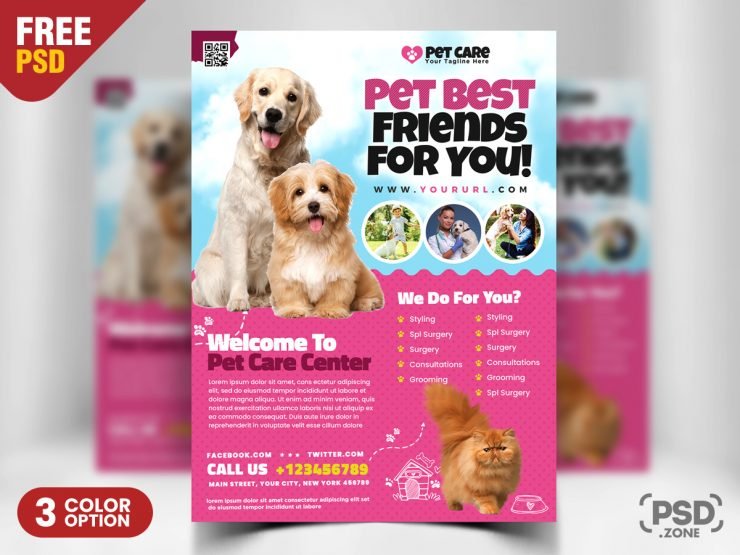 Pet Care Flyer PSD Template