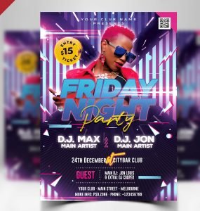 Friday Night Party Flyer PSD