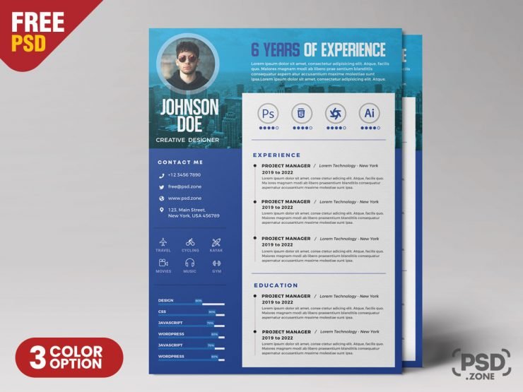 A4 Creative Resume Design PSD
