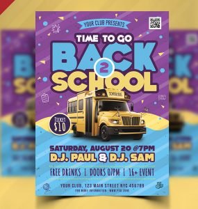 Back to School Party Flyer PSD
