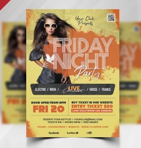 Friday Night Music Club Party Flyer PSD
