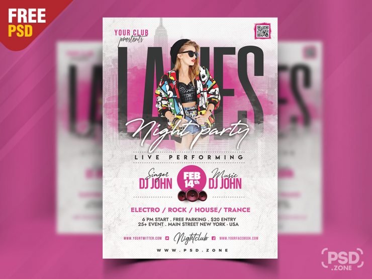 Ladies Night Party Flyer Design PSD