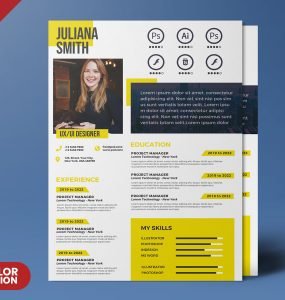 A4 Size Designer Resume PSD Template