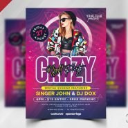 Crazy Night Party Flyer PSD