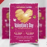 Valentine's Day Celebration Party Flyer PSD Valentine's Day Celebration Party Flyer PSD