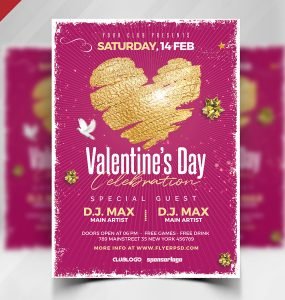 Valentine's Day Celebration Party Flyer PSD