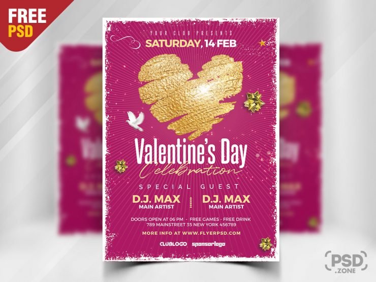 Valentine's Day Celebration Party Flyer PSD