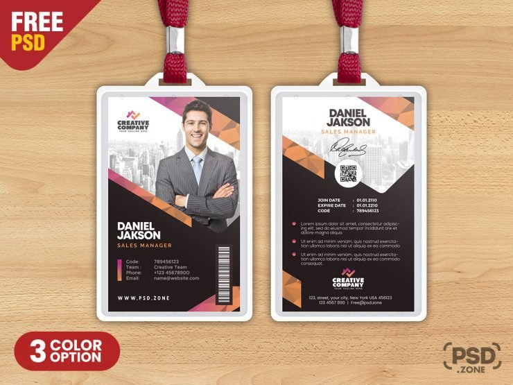 Office Employee Photo Identity Card PSD