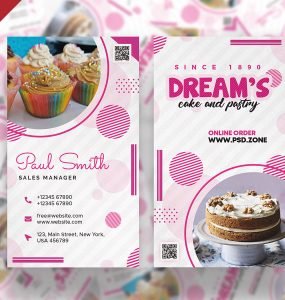 Cake and Pastry Shop Business Card PSD