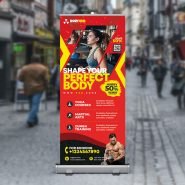Gym Fitness Business Roll Up Standee PSD Gym Fitness Business Roll Up Standee PSD