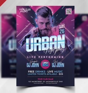 Urban Night Party Flyer PSD