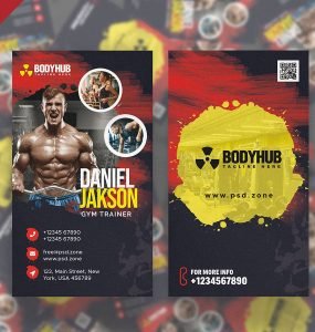 Vertical Gym Trainer Business Card PSD