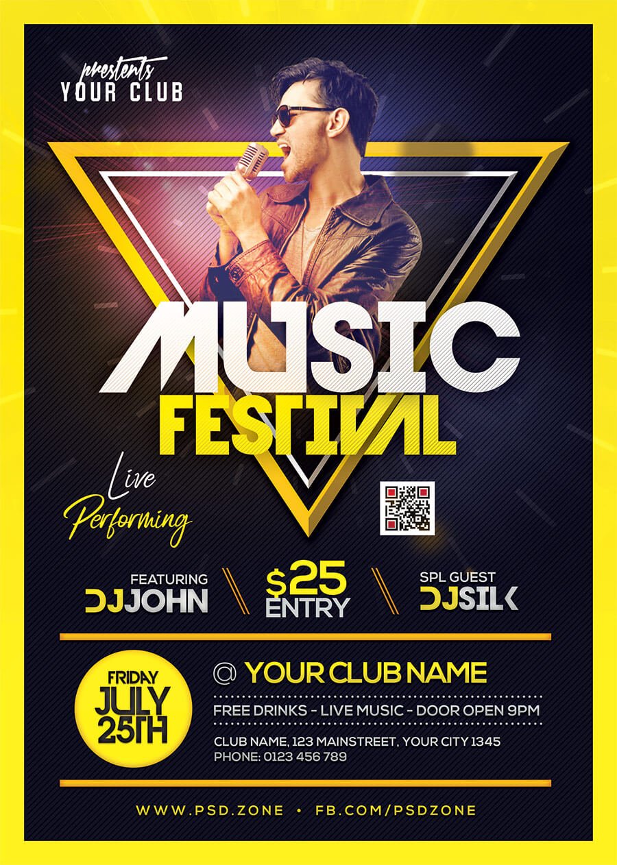 Live Music Festival Flyer PSD Template