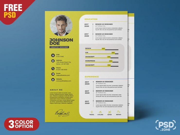 Professional Resume Design PSD Template
