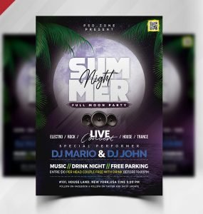 Summer Full Moon Party Flyer PSD