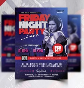 Friday Night Club Party Flyer PSD