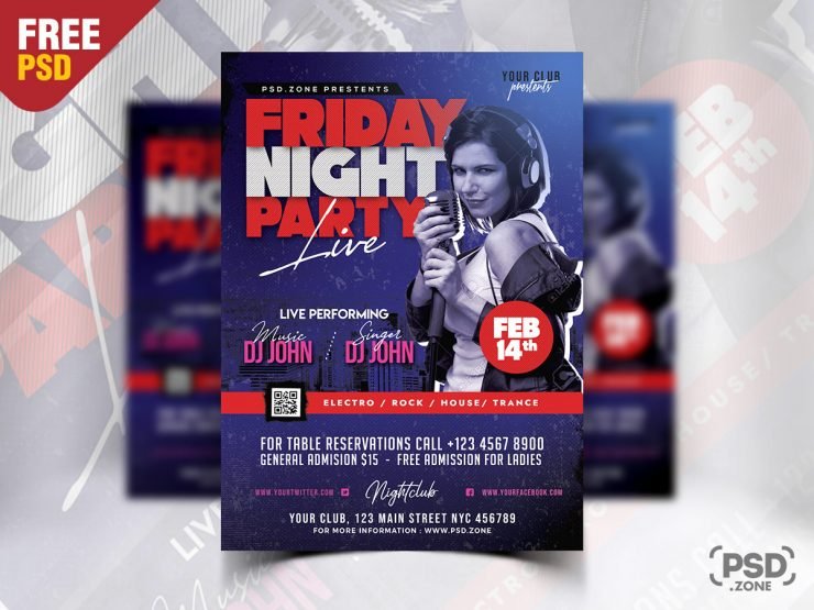 Friday Night Club Party Flyer PSD