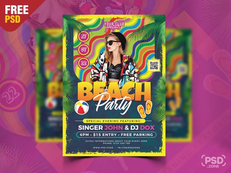 Beach Party Flyer Design PSD
