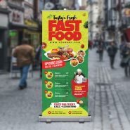 Fast Food Restaurant Roll Up Banner PSD