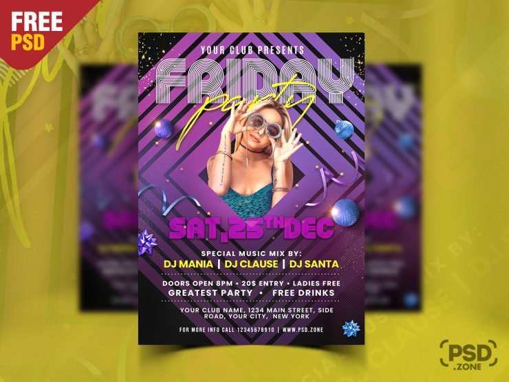 Music Club Friday Night Party Flyer PSD