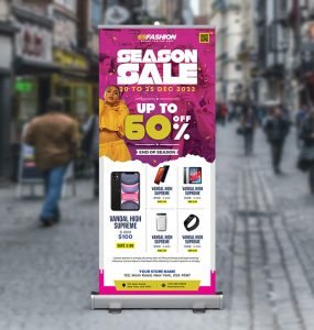 Season Sale Roll Up Standee Banner PSD