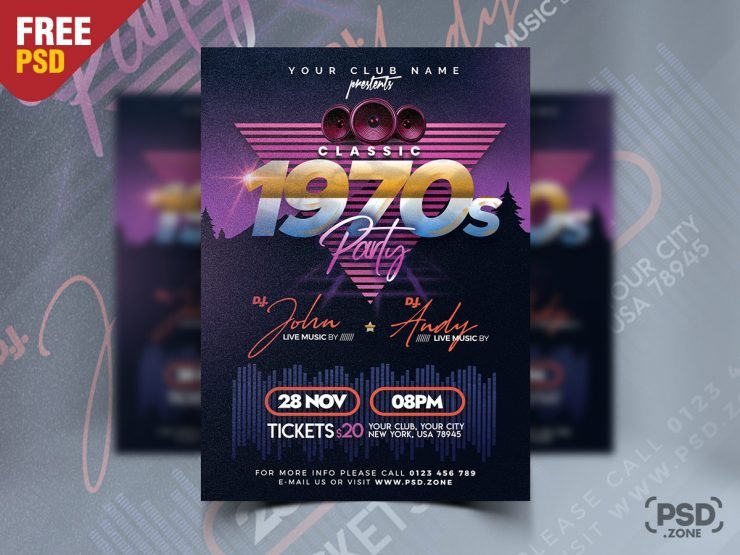 Classic Retro Style Party Flyer PSD