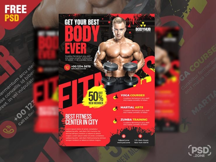 Gym Fitness Promotion Flyer PSD