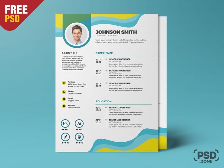 Beautiful and Designer A4 Resume CV PSD Template
