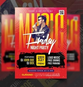 Night Club Friday Party Flyer Design PSD