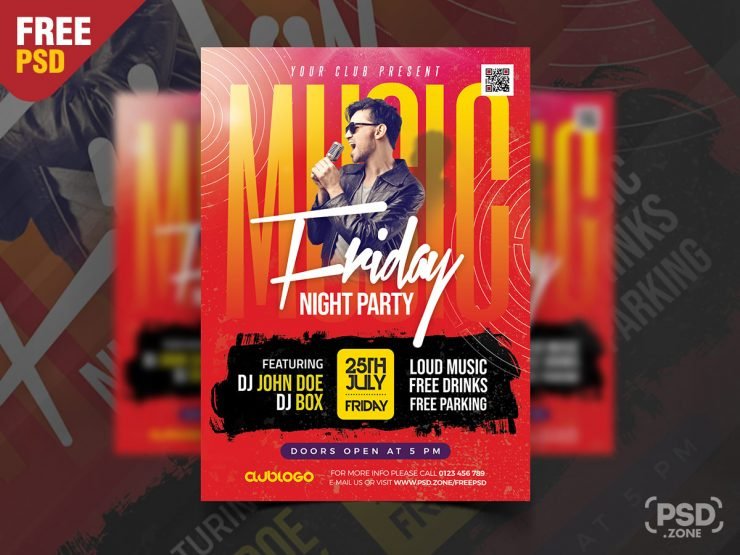 Night Club Friday Party Flyer Design PSD