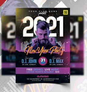 2021 New Year Party Celebration Flyer PSD