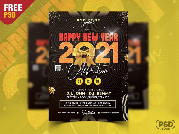 2021 New Year Party Flyer PSD