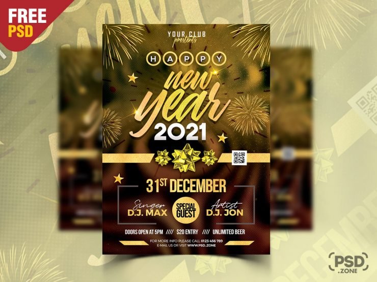 New Year 2021 Party Flyer PSD