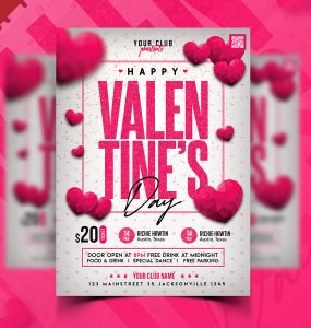 Valentines Day Party Flyer PSD Template