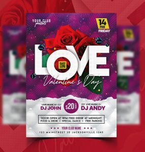Valentine's Day Special Party Flyer PSD