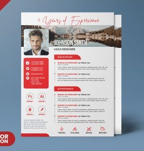 A4 Size Vertical Resume CV PSD Template