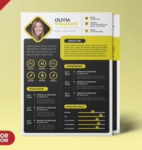 A4 Size Creative Resume CV PSD