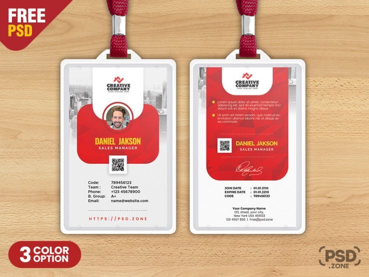 Abstract Office Photo Identity Card Design PSD