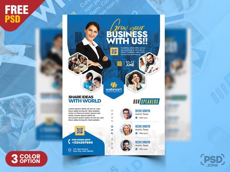 Modern Business Event Seminar Flyer PSD