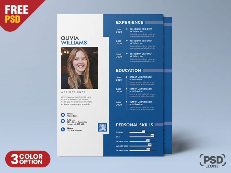 Modern Resume Curriculum Vitae Template PSD