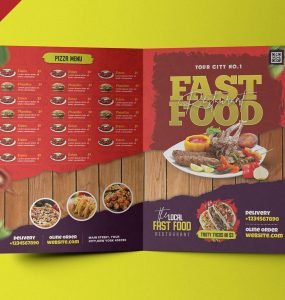 Restaurant Food Menu Bifold Brochure PSD