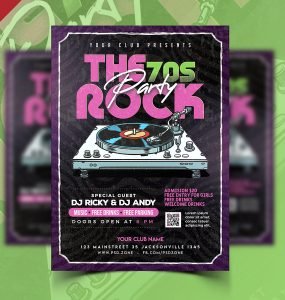 Retro Party Flyer Poster Design PSD