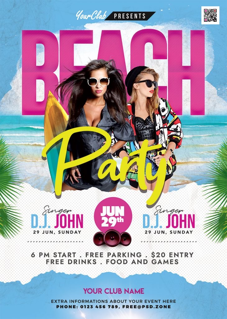 Beach Party Event Flyer PSD