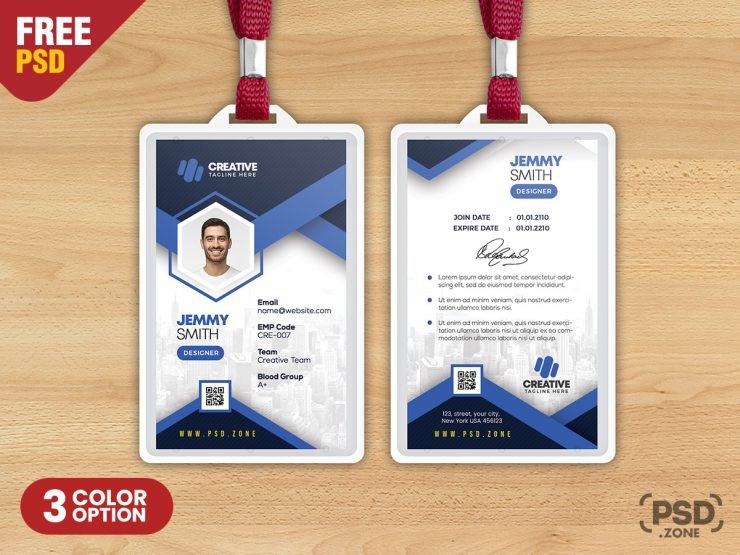 Designer Employee Photo Identity Card PSD