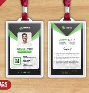 Designer Vertical Photo Identity Card PSD