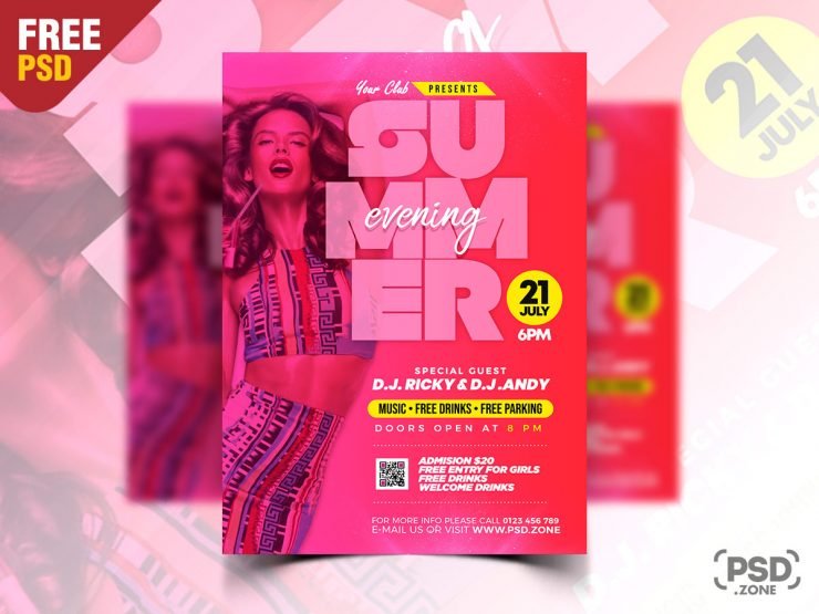 Summer Evening Party Flyer PSD